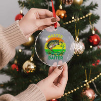 Funny Bass Fishing St Patricks Day Crystal Glass Ornament Master Baiter