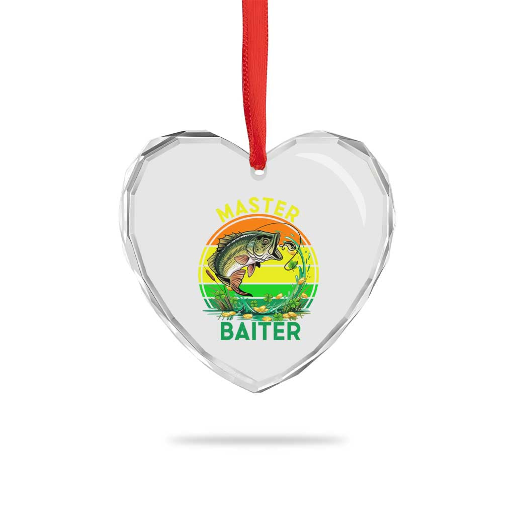 Funny Bass Fishing St Patricks Day Heart Crystal Glass Ornament Master Baiter