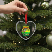 Funny Bass Fishing St Patricks Day Heart Crystal Glass Ornament Master Baiter