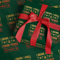 Funny BBQ Beer Lovers Wrapping Paper Roll I Drink I Grill And I Know Things Bbq Barbecue Beer