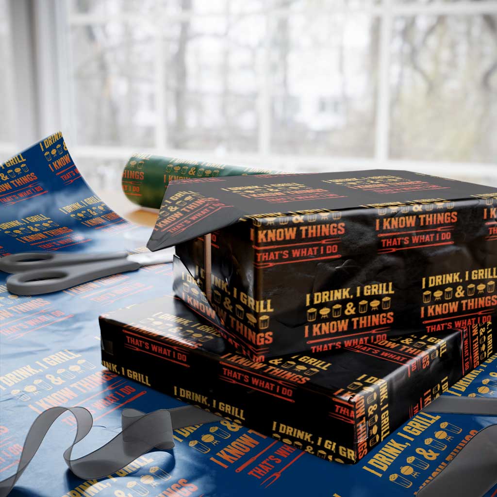 Funny BBQ Beer Lovers Wrapping Paper Roll I Drink I Grill And I Know Things Bbq Barbecue Beer