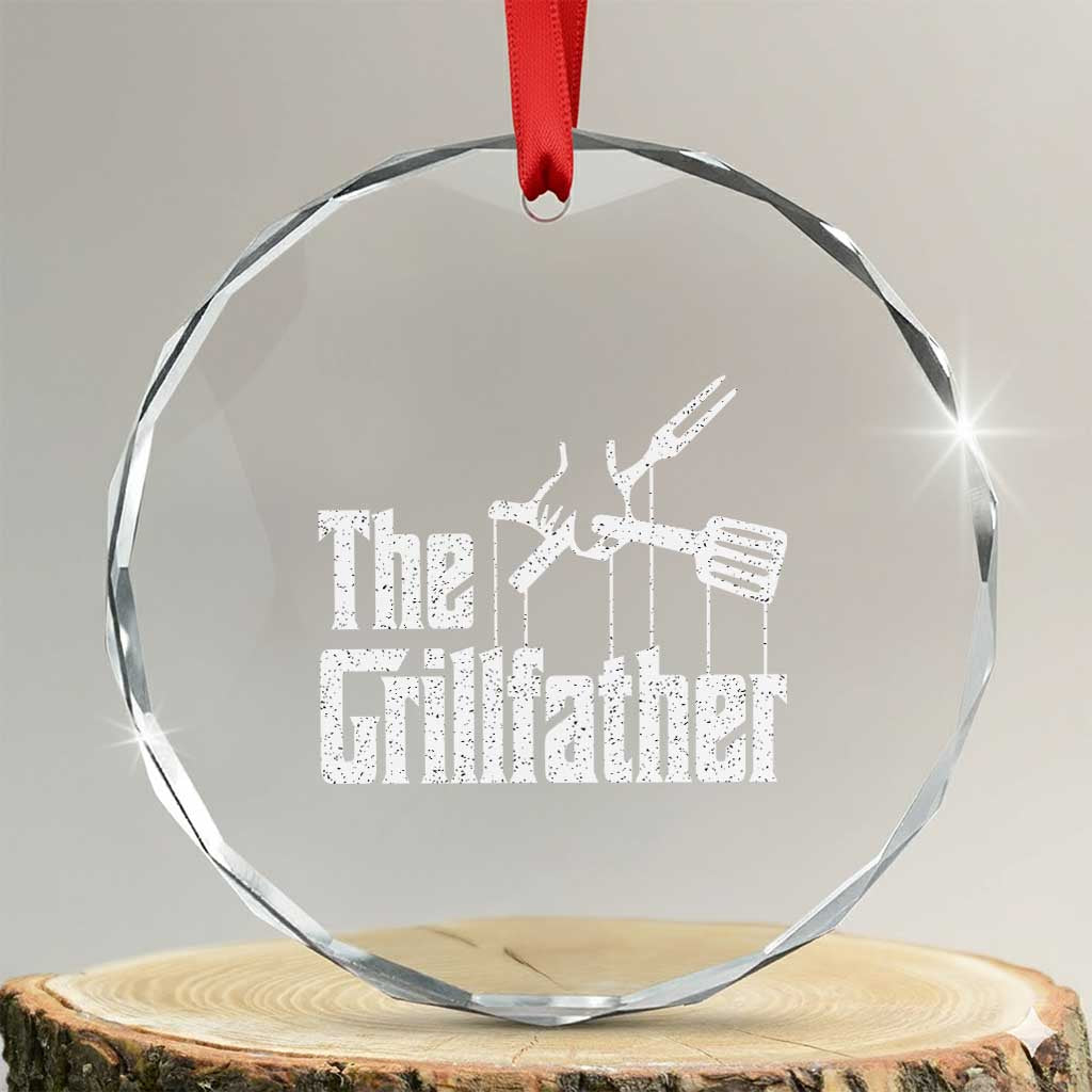 Funny BBQ Grilling Crystal Glass Ornament The Grillfather Vintage Father's Day - Wonder Print Shop