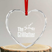 Funny BBQ Grilling Heart Crystal Glass Ornament The Grillfather Vintage Father's Day - Wonder Print Shop