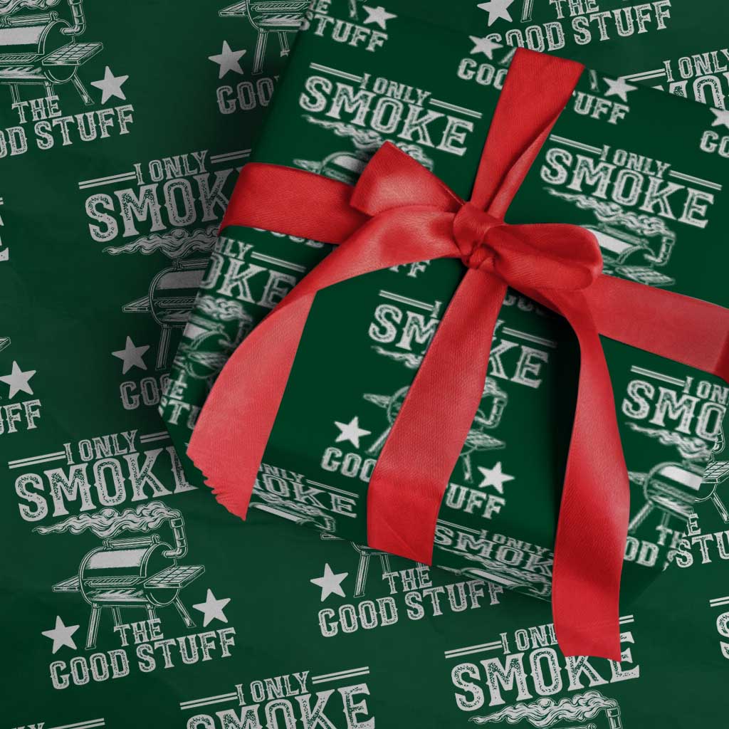 Funny BBQ Grilling I Only Smoke The Good Stuff Wrapping Paper Roll Barbecue Grill Father's Day - Wonder Print Shop