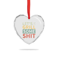 Funny BBQ Grilling Let's Grill Some Shit Heart Crystal Glass Ornament Retro Vintage Barbecue Father's Day - Wonder Print Shop