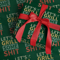 Funny BBQ Grilling Let's Grill Some Shit Wrapping Paper Roll Retro Vintage Barbecue Father's Day - Wonder Print Shop