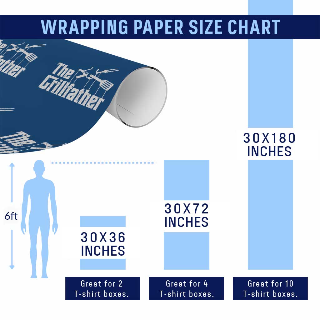 Funny BBQ Grilling Wrapping Paper Roll The Grillfather Vintage Father's Day - Wonder Print Shop