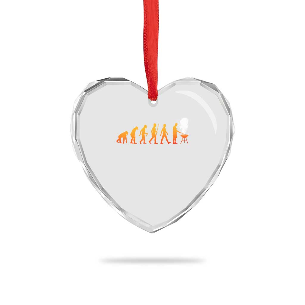 Funny BBQ Heart Crystal Glass Ornament Evolution Of Grill Master Grilling Gifts Meat Smoking