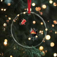 Funny BBQ Steak Meme Cute Meat Jumping Into Grill Crystal Glass Ornament