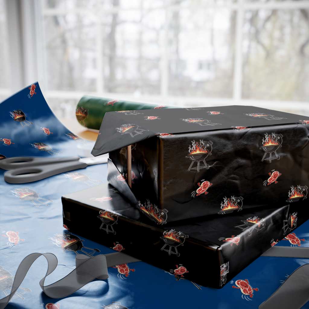 Funny BBQ Steak Meme Cute Meat Jumping Into Grill Wrapping Paper Roll