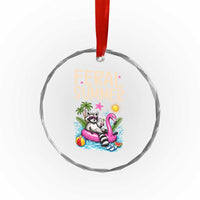Funny Beach Raccoon Crystal Glass Ornament Feral Summer Vacation Gift