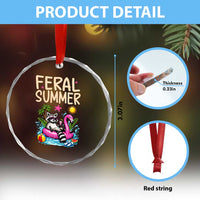 Funny Beach Raccoon Crystal Glass Ornament Feral Summer Vacation Gift