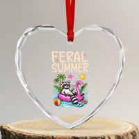 Funny Beach Raccoon Heart Crystal Glass Ornament Feral Summer Vacation Gift