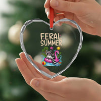 Funny Beach Raccoon Heart Crystal Glass Ornament Feral Summer Vacation Gift