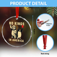 Funny Bear And Penguin Protest Crystal Glass Ornament No Kings In America