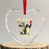 Funny Bear And Penguin Protest Heart Crystal Glass Ornament No Kings In America