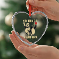 Funny Bear And Penguin Protest Heart Crystal Glass Ornament No Kings In America