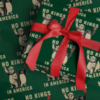 Funny Bear And Penguin Protest Wrapping Paper Roll No Kings In America