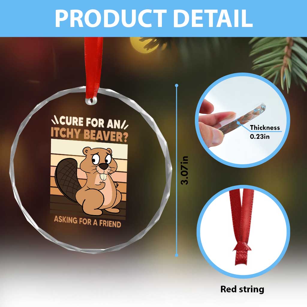 Funny Beaver Crystal Glass Ornament Cure For An Itchy Beaver Ask For A Friend Adult Humor TS02