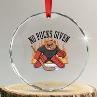 Funny Beaver Ice Hockey Goalie Gift Crystal Glass Ornament No Pucks Given - Wonder Print Shop