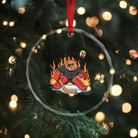 Funny Beaver Ice Hockey Goalie Gift Crystal Glass Ornament No Pucks Given - Wonder Print Shop