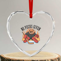 Funny Beaver Ice Hockey Goalie Gift Heart Crystal Glass Ornament No Pucks Given - Wonder Print Shop