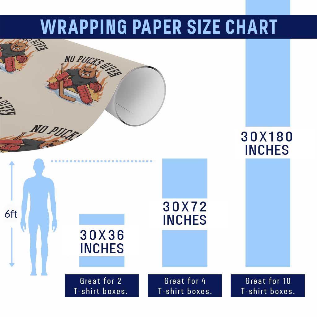 Funny Beaver Ice Hockey Goalie Gift Wrapping Paper Roll No Pucks Given - Wonder Print Shop