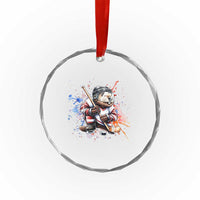 Funny Beaver Playing Ice Hockey Crystal Glass Ornament Winter Sports Gift - Wonder Print Shop