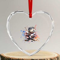 Funny Beaver Playing Ice Hockey Heart Crystal Glass Ornament Winter Sports Gift - Wonder Print Shop