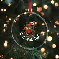 Funny Beaver Playing Ice Hockey With Canada Flag Gift Crystal Glass Ornament - Wonder Print Shop