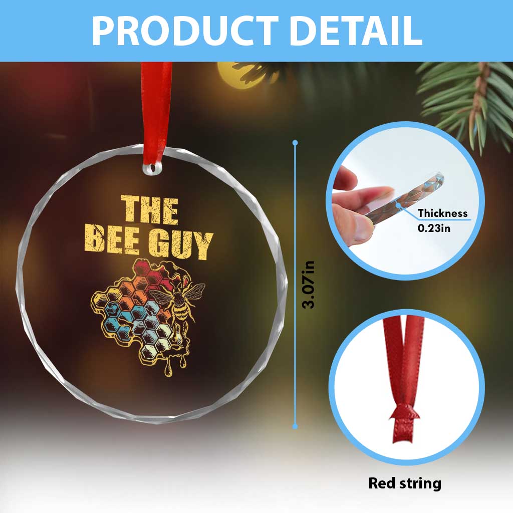 Funny Beekeeper Crystal Glass Ornament The Bee Guy Insect Animal Lover