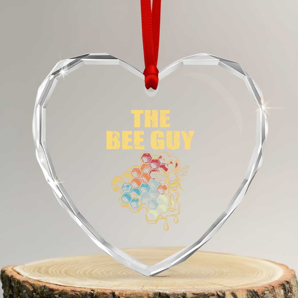Funny Beekeeper Heart Crystal Glass Ornament The Bee Guy Insect Animal Lover
