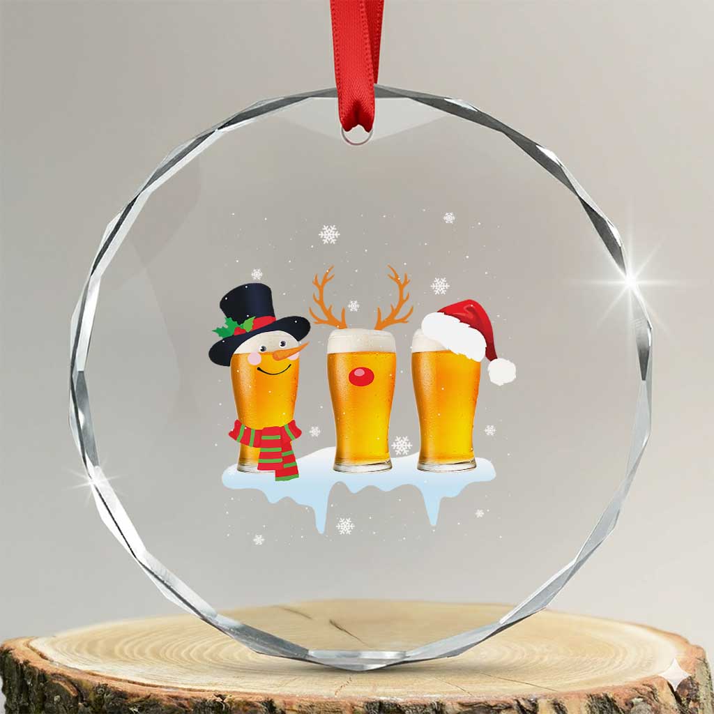 Funny Beer Crystal Glass Ornament Reindeer Santa Drinking Lovers TS10