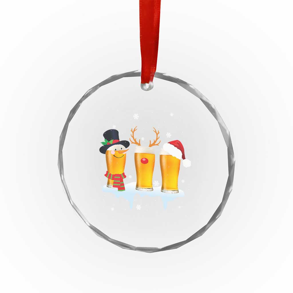 Funny Beer Crystal Glass Ornament Reindeer Santa Drinking Lovers TS10