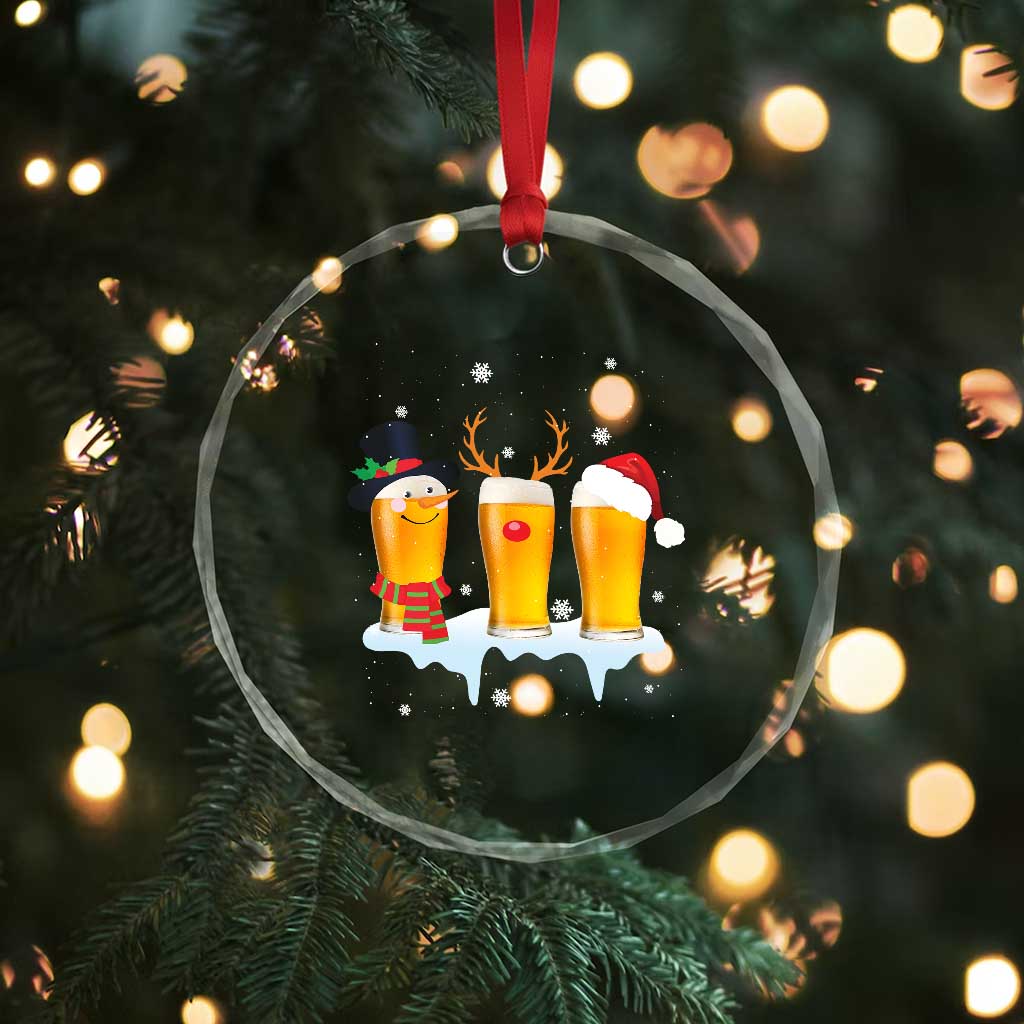 Funny Beer Crystal Glass Ornament Reindeer Santa Drinking Lovers TS10