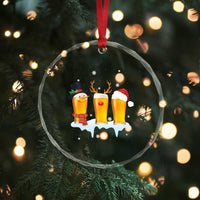 Funny Beer Crystal Glass Ornament Reindeer Santa Drinking Lovers TS10