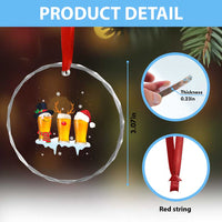 Funny Beer Crystal Glass Ornament Reindeer Santa Drinking Lovers TS10