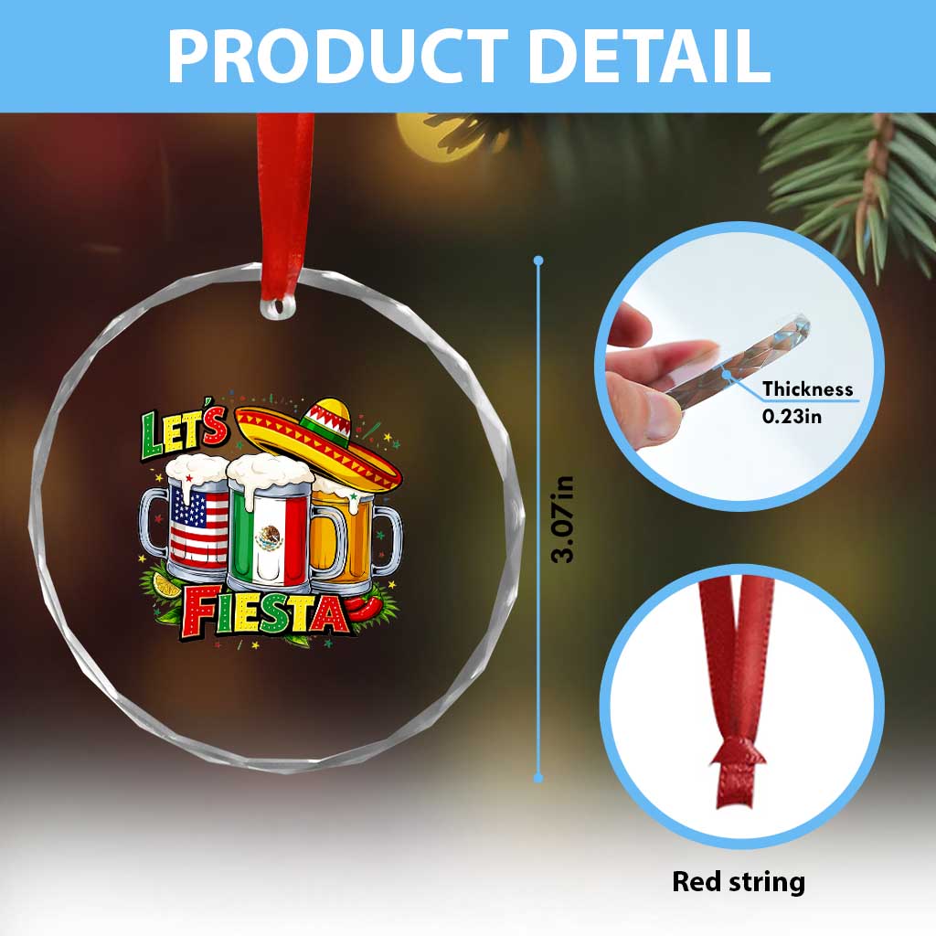 Funny Beer Drinking Cinco De Mayo Party Gift Crystal Glass Ornament Lets Fiesta
