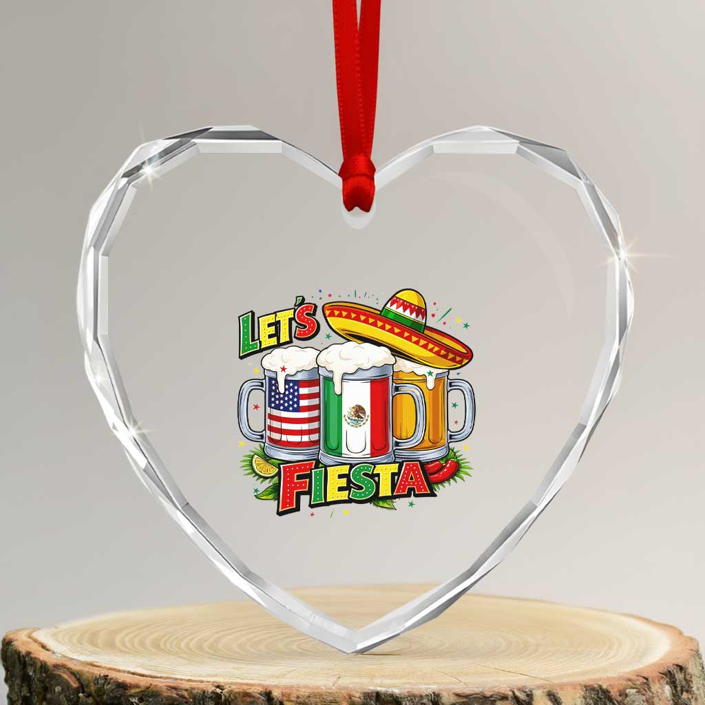 Funny Beer Drinking Cinco De Mayo Party Gift Heart Crystal Glass Ornament Lets Fiesta