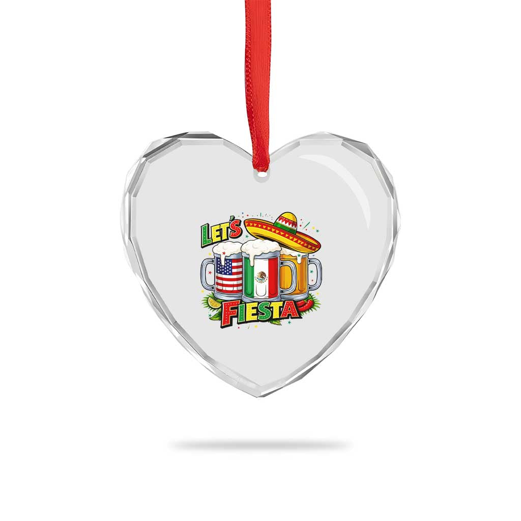 Funny Beer Drinking Cinco De Mayo Party Gift Heart Crystal Glass Ornament Lets Fiesta
