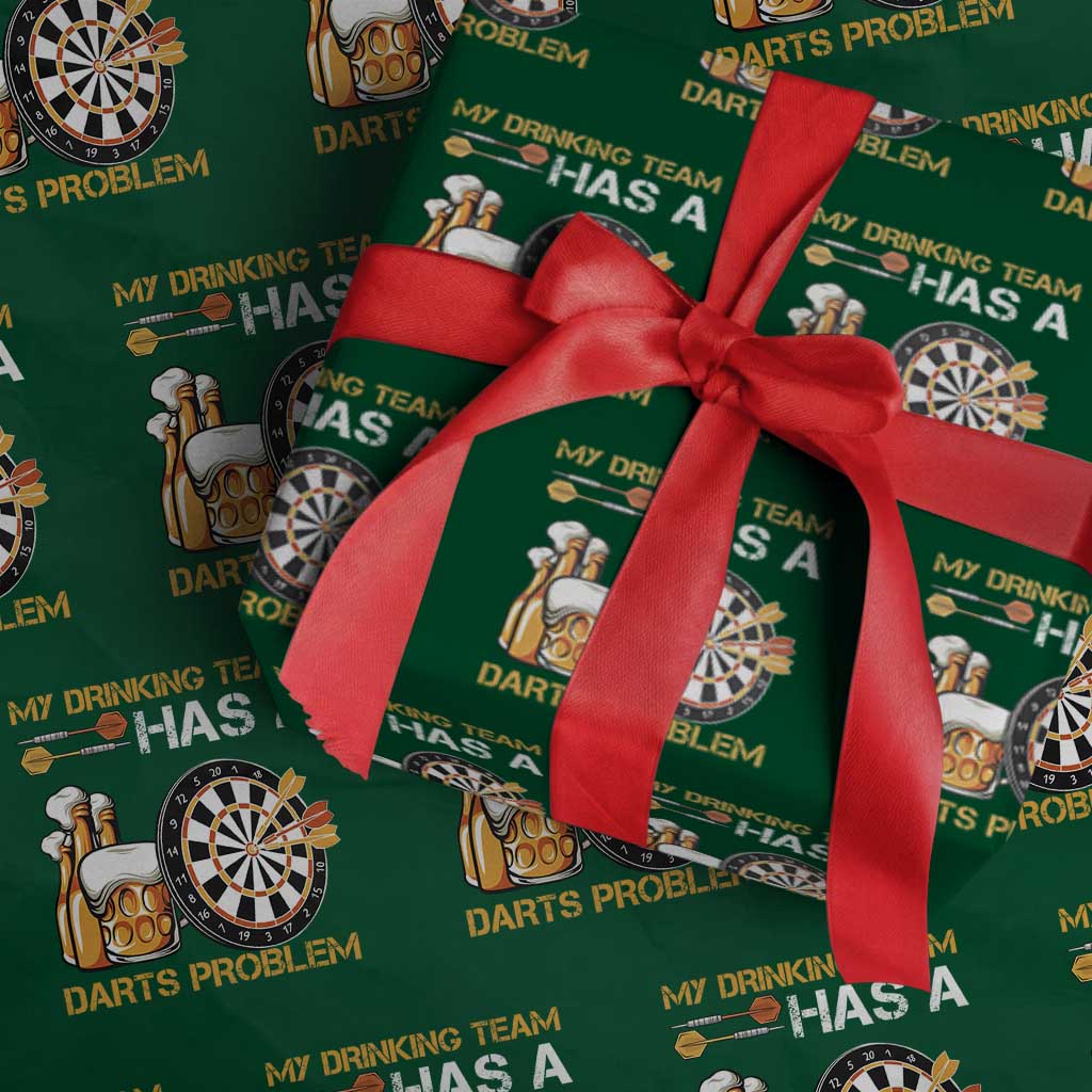 Funny Beer Drinking Darts Problem Wrapping Paper Roll Dart Player Team Gift - Wonder Print Shop