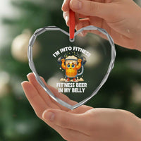 Funny Beer Lover Heart Crystal Glass Ornament I Am Into Fitness Beer in My Belly - Wonder Print Shop