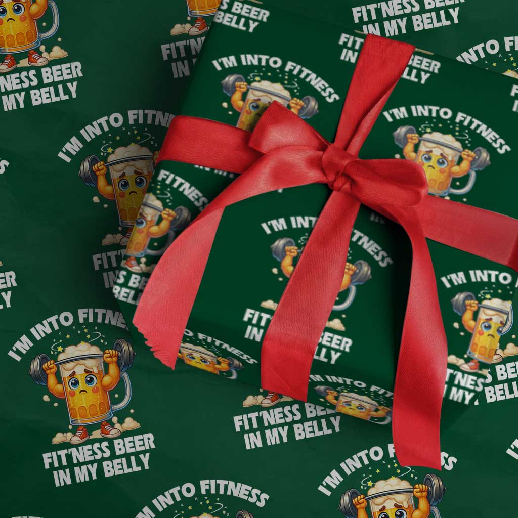 Funny Beer Lover Wrapping Paper Roll I Am Into Fitness Beer in My Belly - Wonder Print Shop