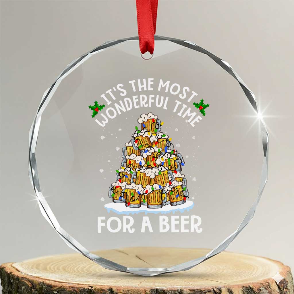 Funny Beer Xmas Tree Crystal Glass Ornament It's the Most Wonderful Time For A Beer TS09