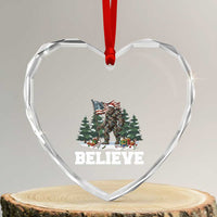 Funny Believe Bigfoot Christmas Heart Crystal Glass Ornament American Flag Sasquatch Holiday Gift - Wonder Print Shop