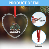 Funny Believe Bigfoot Christmas Heart Crystal Glass Ornament American Flag Sasquatch Holiday Gift - Wonder Print Shop