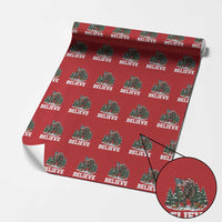 Funny Believe Bigfoot Christmas Wrapping Paper Roll American Flag Sasquatch Holiday Gift - Wonder Print Shop