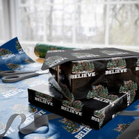 Funny Believe Bigfoot Christmas Wrapping Paper Roll American Flag Sasquatch Holiday Gift - Wonder Print Shop
