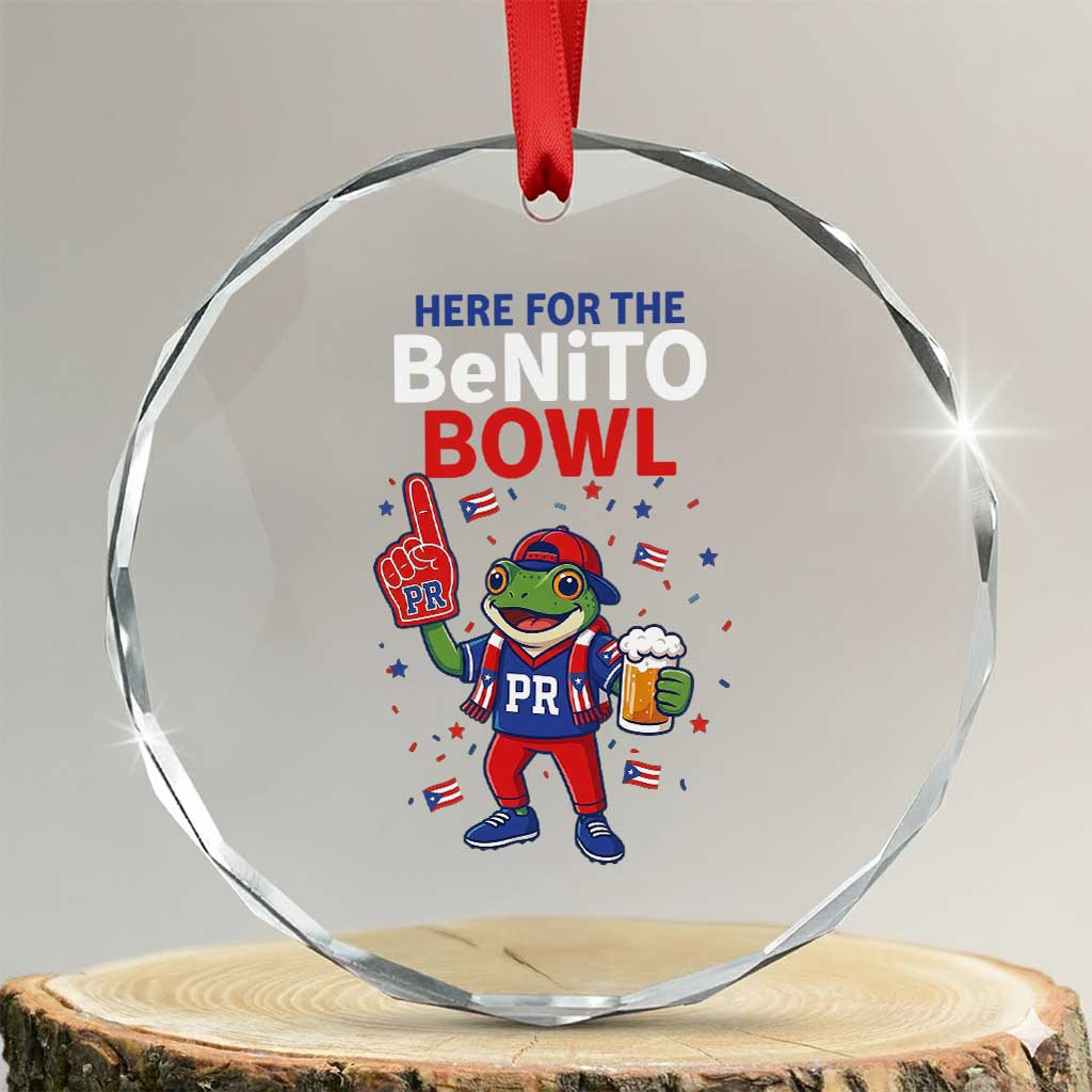 Funny Benito Bowl Puerto Rican Football Crystal Glass Ornament Coquí Frog Music Fan with Beer and Foam Finger