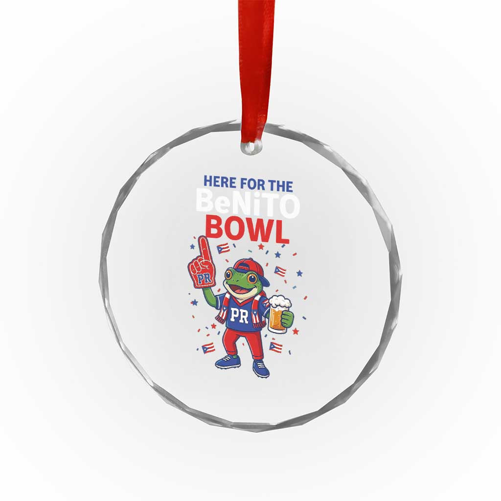 Funny Benito Bowl Puerto Rican Football Crystal Glass Ornament Coquí Frog Music Fan with Beer and Foam Finger